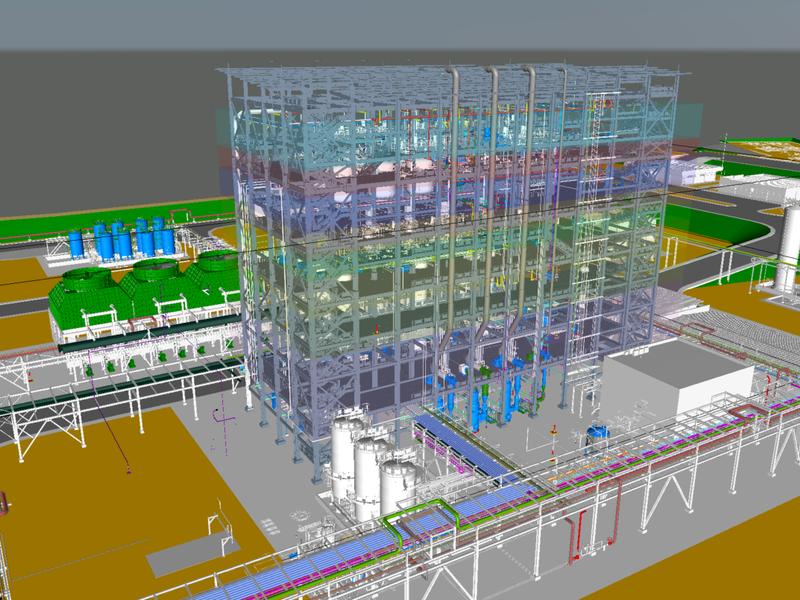 Modelo 3D de planta industrial — registro técnico